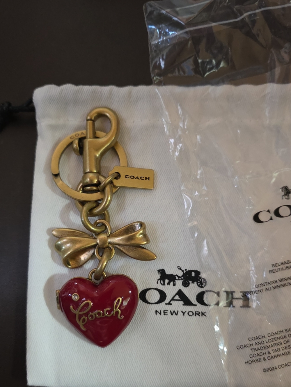 Coach Heart Charm Gold-Tone Locket Opens For Pic/ Lock Of Hair Nwot W/ Dusty